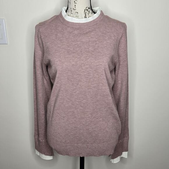 MILANO Womens Rose Pink Longsleeve Blousey Sweater Keyhole Back Closure Size M - Picture 1 of 8
